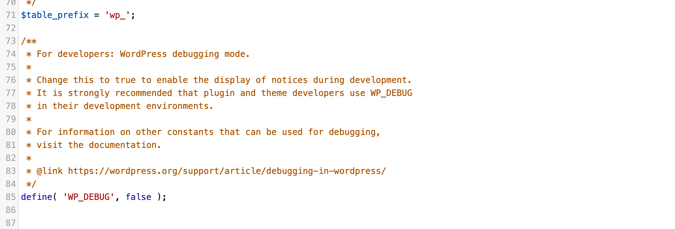 wordpress debug modus
